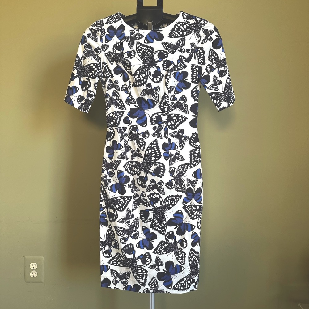 NWT Carolina Herrera Butterfly Print Shift Dress Size 2 Msrp $1490